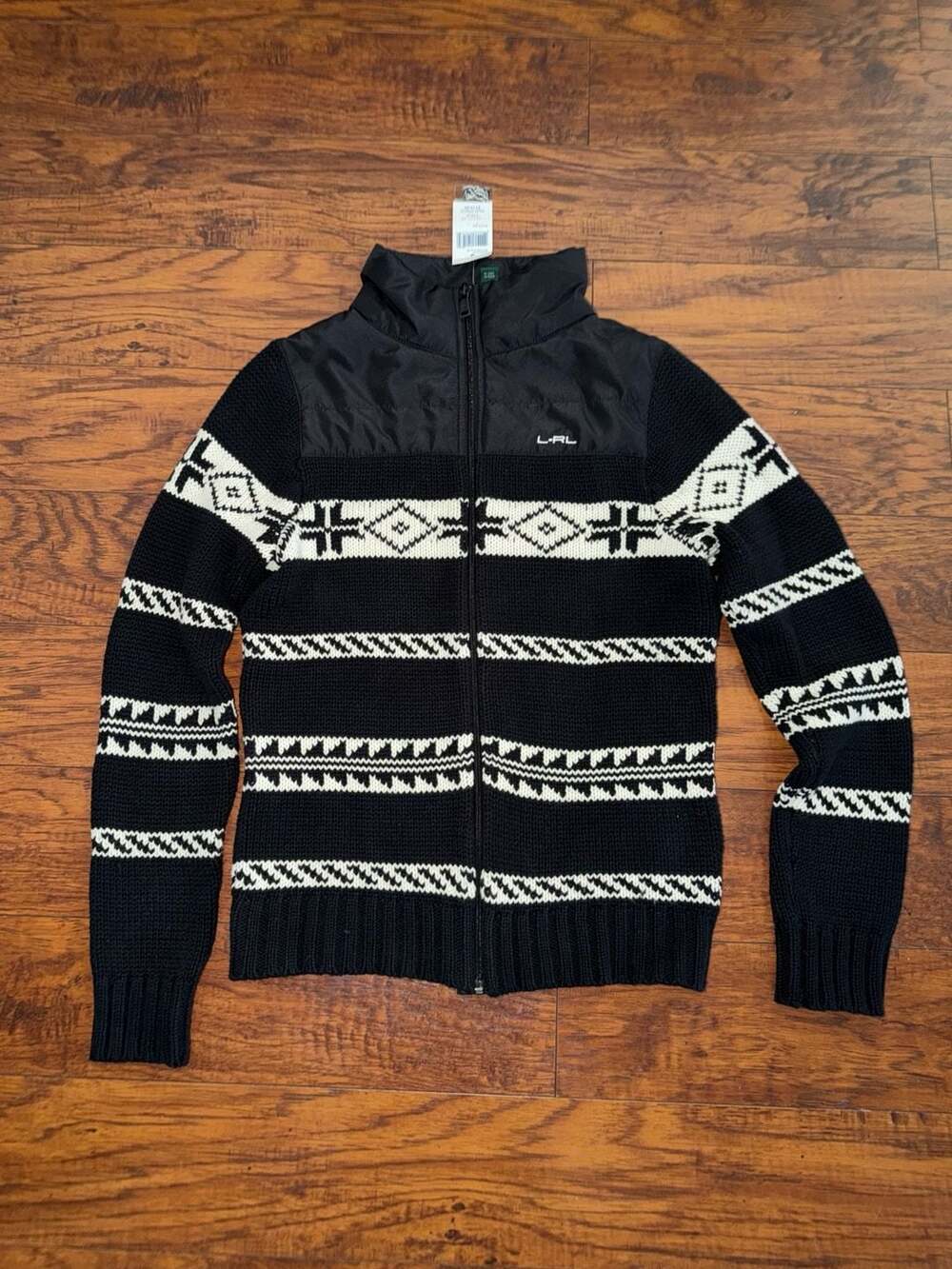 Lauren Ralph Lauren Active Fair Isle Full-Zip Knit Sweater Jacket Size S